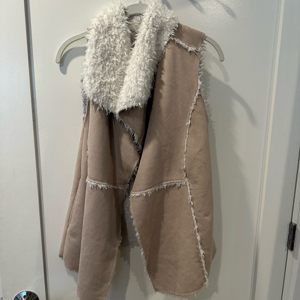 Dylan Tan and Cream Shearling Vest